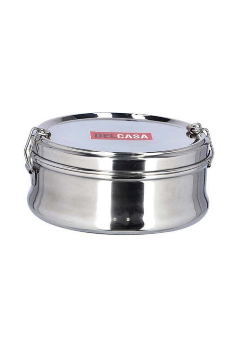 Stainless Steel Lunch Box With Plate Silver 14x5x5cm