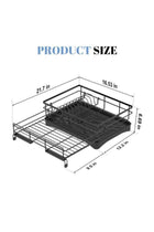 LODROC Extendable Dish Drying Rack,Large Drying Dish Drainer for Kitchen Counter, Stainless Steel Dish Strainer with Utensil Rack and Adjustable Feet for Sink (Black)