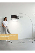 LIGHTING Modern Arc Floor Lamp with Adjustable Head, 208cm Tall Standing Lamp with Fabric Shade, Heavy Marble Base, Button Switch , Ideal for Living Room Bedroom Reading Corner