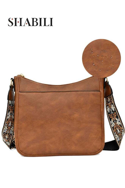 Women Shoulder Bag PU Large-Capacity Multi-Pocket Contrast Stitching Crossbody Satchel