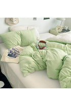 Duvet Cover Set King Size 4 Pcs, Upgraded Super Soft Washed Cotton Bedding Set - Greenish Yellow