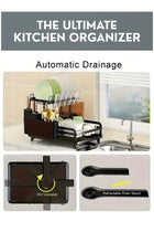 Dish Drying Rack with Drain Tray & Cutlery Holder – Countertop Kitchen Dish Drainer Stand, Space Saving Plate & Bowl Organizer, Rust Resistant Over Sink Dish Rack for Kitchen Counter