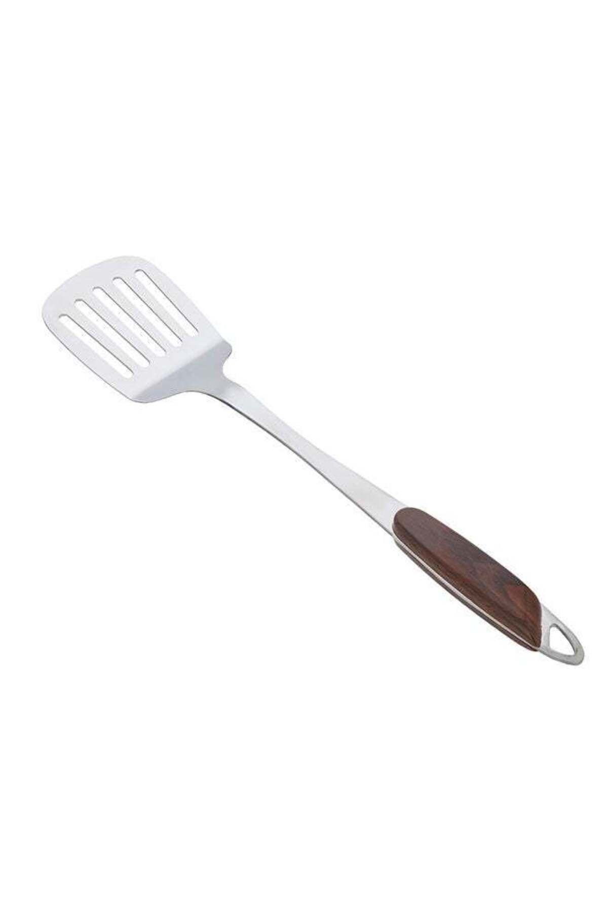 Stainless Steel Slotted Turner with Wooden Handle DC2149
