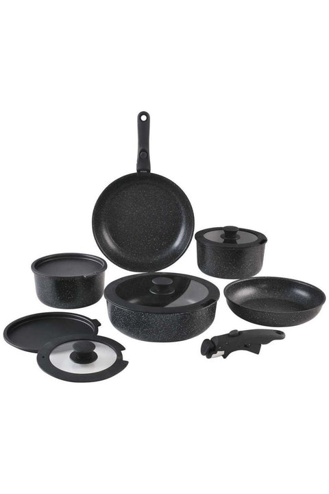 12 Piece Detachable Granite Cookware Set, Non-Stick - Black