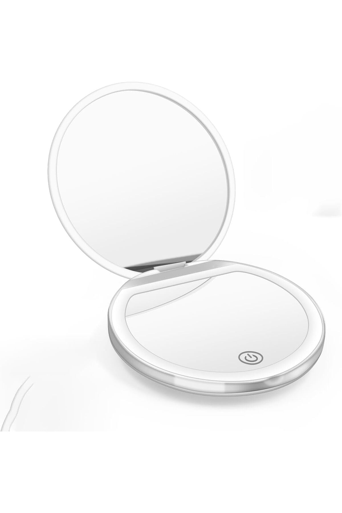 Portable LED Lighted Compact Mirror with 1X/3X Magnification – Rechargeable Mini Makeup Mirror with USB Cable, Ideal for Travel, Purses, Pockets, and Gifts (White)