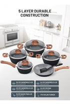 Chef Master 10 Piece Non stick Cookware Set With 5 Layer Granite Coating pots and pan set (B