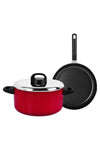 3-Piece Classicique Set Cassarole + Frypan Red 24+26cm