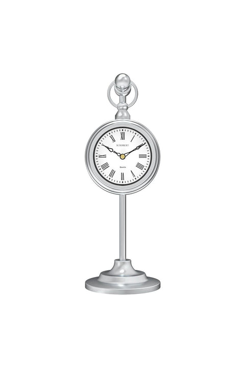 Metal Table Stand Clock(6010QW) Silver Color, Silent Movement, Italian Design