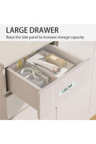 Chest of Drawers, Wooden Dresser for Bedroom, 4-Drawer and 2-Door Storage Cabinet for Household Items and Bedding, White, DGC001