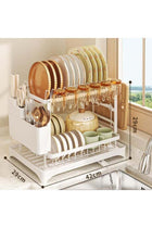 Dish Drying Racks for Kitchen Counter Large Capacity Double-Layer Dish Drying Rack - with Knife/Utensil & Cutting Board Holder, Drainage Tray (white)