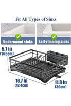 Dish Drying Rack - Stainless Steel Dish Rack for Kitchen Counter, Large-Capacity Dish Drainer with Cutlery Holder, Kitchen Organizer for Dishes, Spoons and Forks, Black