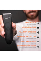 Electric Body Hair Shaver for Men, Groin & Ball Trimmer with 4 Guards, Wet & Dry Cordless