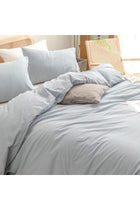 Duvet Cover Set 100% Washed Cotton Linen Feel Super Soft Comfortable Chic Lightweight 2 PCs Home Bedding Set Solid Cornflower Blue Twin/Twin XL