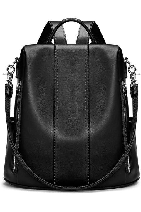 S-ZONE Women Soft Leather Backpack Anti-theft Purse Ladies Waterproof Rucksack School Bag | Soft