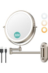 8'' Wall Mounted Lighted Makeup Mirror, 1X/20X, Nickel