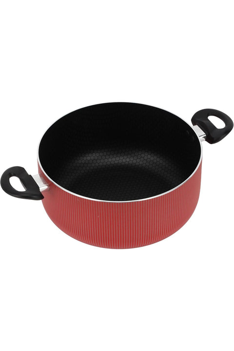 26x11cm Scarlet Honeycomb Casserole RF12890 Cookware with Non-Stick Coating and Tempered Glass Lid