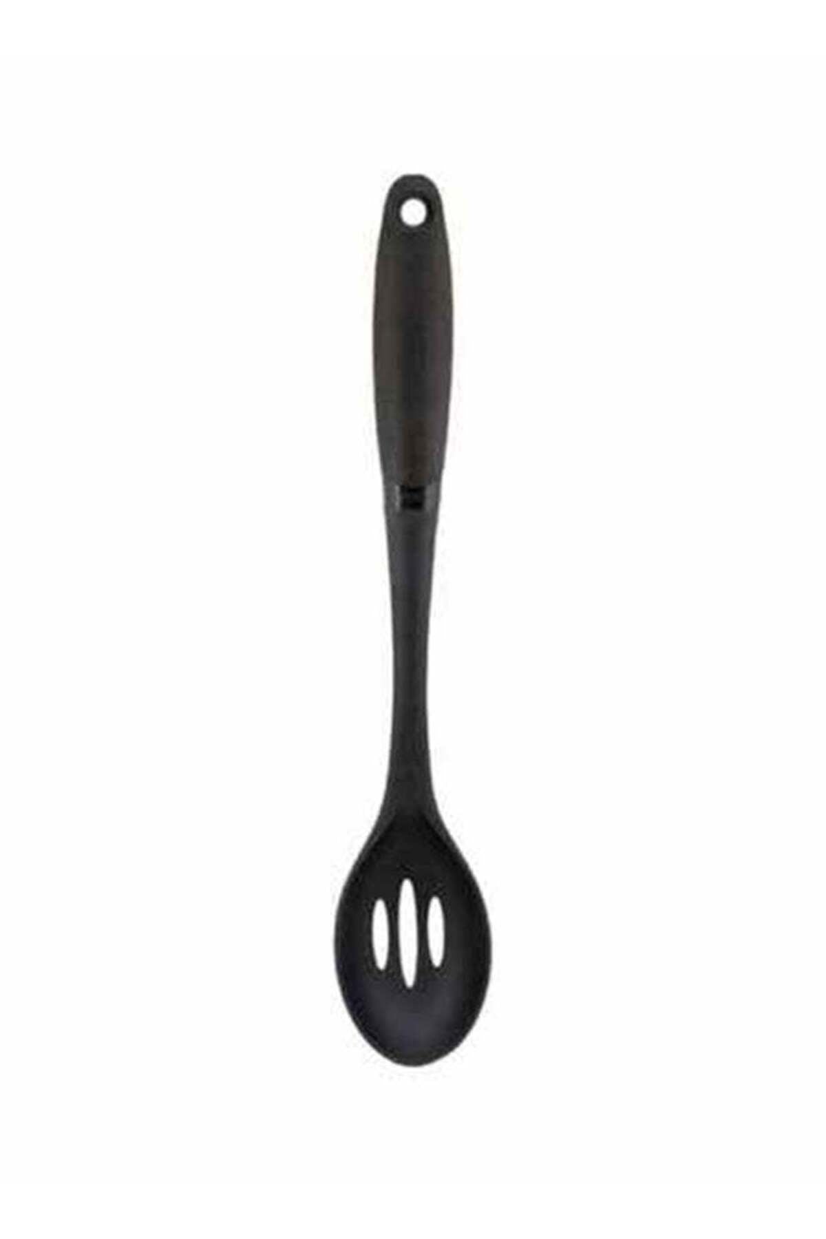 Nylon Head Slotted Spoon Black