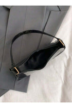 Solid Black Minimalist Crescent Shoulder Bag for Women – Stylish Faux Leather Purse with Zipper Closure for College & Daily Outings