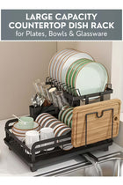 Dish Drying Rack with Drain Tray & Cutlery Holder – Countertop Kitchen Dish Drainer Stand, Space Saving Plate & Bowl Organizer, Rust Resistant Over Sink Dish Rack for Kitchen Counter