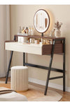 Modern Makeup Vanity Desk with Mirror and Lights, Vanity Table Set with LED Mirror 2 UK Plug+2 USB Dressing Table With Drawers, Bedroom Dresser LED Mirror Dressing Table for Bedroom Brown