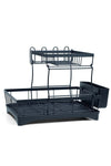 Beram Dish Drying Kitchen Rack, Stainless Steel 2 Tier Stand, Counter Organization with Drainboard, Utensil Holder, Rust-Resistant, Black