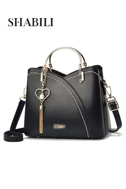 Women PU Multi-Pocket Bucket Shoulder Bag Crossbody Tote Bag, Ladies Satchel Handbag (Black)