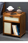 Bedside Table Wooden Side Table Bedside Storage Cabinet with 1 Drawer and 1 Movable Door Storage Layer for Bedroom Living Room Office (42*31*50CM)