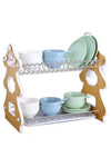 Double Tier Dish Drying Rack Stainless Steel Stainless Steel Dish Drying Stand w,Space Saving Dish Rack for Kitchen Counter with Holder(43×30*40CM）
