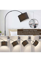 Dimmable Floor Lamp, Nordic Style Lamp with Dimmer, Black Standing Adjustable Hanging Shade, Over Couch Reading Light, Modern Pole for Living Room Bedroom 30x34x184 cm