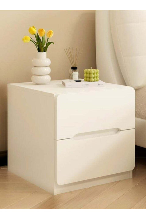 1-Piece Modern Design Wood Nightstand for Bedroom Wide Top End Table with Storage Drawers Bedside Storage Cabinet for Living Room Office 40x41x45 cm (Fully Assembled)
