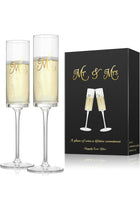 Champagne Flutes, Hand Blown Champagne Glasses Set of 2 for Wedding, Birthday, Anniversary, Bride and Groom Champagne Glasses