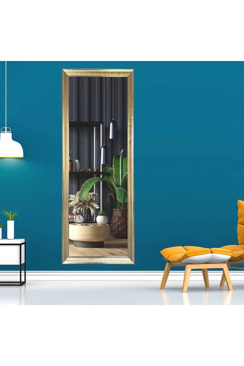Marketplace Mirror Full Length Stand 160cm x 60cm Standing Hanging or Leaning Against Wall, Large Rectangle Bedroom Mirror Floor Mirror Dressing Mirror Wall-Mounted Mirror, PVC Frame - Golden