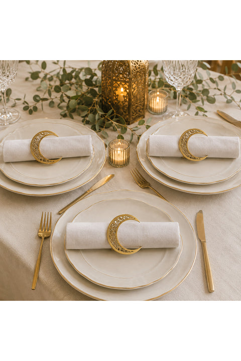 3 Piece Moon Napkin Ring - Gold