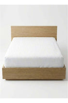 1Pc Queen Fitted Sheet - 600Tc 100% Cotton 1 INCH Stripe Sateen Weave,elasticized deep pocket Cotton White 180x200cm