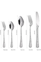 Floral Silverware Set, 5-Piece Silvery Stainless Steel Flatware with Rose Flower Design