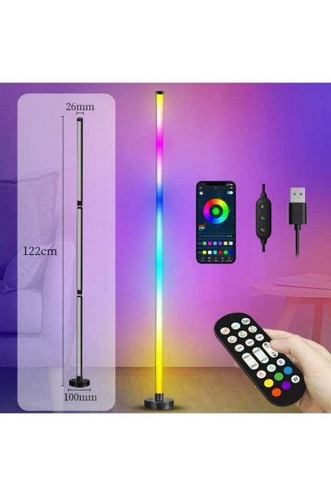 RGB Floor Lamp Dimmable Eye Protection Standing Lamp with Remote Control | Modern Atmosphere Light for Living Room, Bedroom & Study (USB Plug)