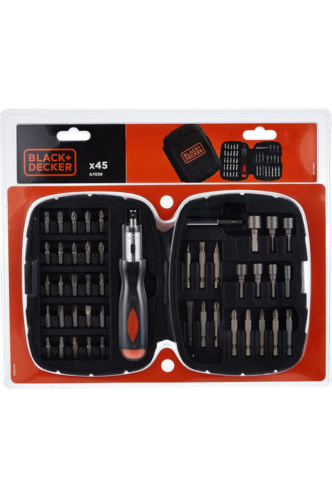 Black & Decker 45 Pieces Ratchet Screwdriver Bit Set, A7039-Xj