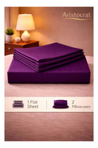 3‑Piece Striped Microfiber Flat Bed Sheet Set, suitable for Queen and King sizes, 220x240cm – Soft Breathable Flat Sheet with 2 Pillowcases 50x70cm, Purple Microfiber Purple 220x240cm