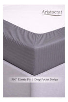 3-Piece Striped Microfiber Fitted Sheet Set Super King 200x200cm – Soft Elastic Deep Pocket 17cm Bedsheet with 2 Pillowcases 50x70cm, Grey