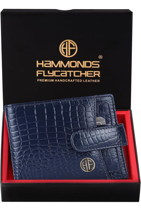 Wallet for Men Leather Original, Mens Wallet, Leather Wallets for Men Stylish, Bi-Fold Wallets for Man, 5 Card Slots, Easy Access Card Slots, Coin Pocket, Gift for Mens, Croc Blue