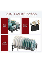 Dish Drying Rack, Multifunctional Dish Rack, Rustproof Kitchen Dish Drying Rack with Drainboard, Space-Saving 2-Tier Dish Drying Rack with a Large Capacity for Kitchen Counter, Stainless Steel D