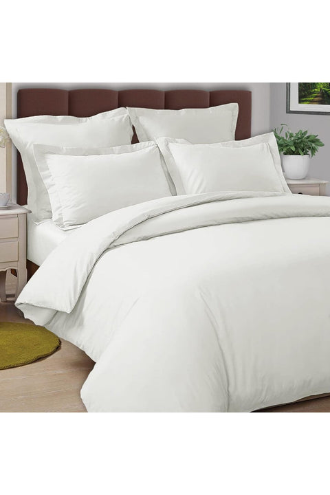 Cotton Single Size Duvet Cover 140x200 cm White, 100% Long Staple Cotton Percale Weave Quilt Cover with Button Closure (Bedding Set - 2 pc)