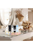 3 Pieces Mirror Tray, Rectangle Metal Vanity Mirror Tray, Can be stored for Perfume, Jewelry, Makeup, Cosmetic, Suitable for Dresser, Bedroom, Bathroom, Hotel, 3 Sizes
