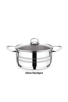 Stainless Steel 6 Piece Stockpot Set, 20cm/3L, 26cm/8L, 30cm/14L Silver