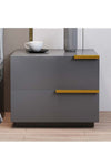 Modern Bedside Table Small Wooden Table with 2 Drawers and Spacious Countertop for Bed Side Sofa End Simple Nightstand Bedside Cabinet with Storage for Bedroom Living Room (Grey)
