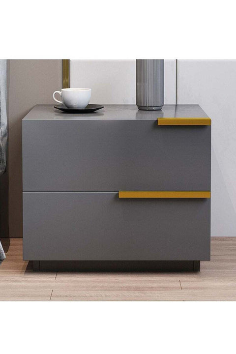 Modern Bedside Table Small Wooden Table with 2 Drawers and Spacious Countertop for Bed Side Sofa End Simple Nightstand Bedside Cabinet with Storage for Bedroom Living Room (Grey)