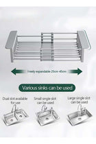 EETU Dish Rack,Extend Kitchen Sink Drain Basket,Retractable Dish Drying Rack,Stainless Steel Strainer Telescopic Drain Basket,Draining Bowl Rack,Over Sink Drainer For Washing Dishes,Fruits,Vegetables