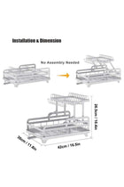 2-layer metal dishwashing rack, foldable dishwashing rack with drip tray, no installation required, multifunctional storage on kitchen countertop with drainage board