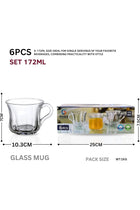Glass Tea Mug Set – 155ml Coffee & Tea Cups,Crystal Clear, Durable, Heat-Resistant (Set of 6)
