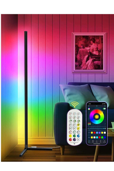 MUNTAQI Corner Floor Lamp, RGB Color Changing, Smart LED, APP&Remote, Reactive Music, DIY Mode, Dimmable